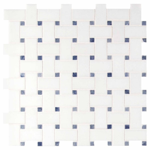 Msi Azula Basket Weave SAMPLE Polished Marble Mesh-Mounted Mosaic Tile ZOR-MD-0263-SAM - main